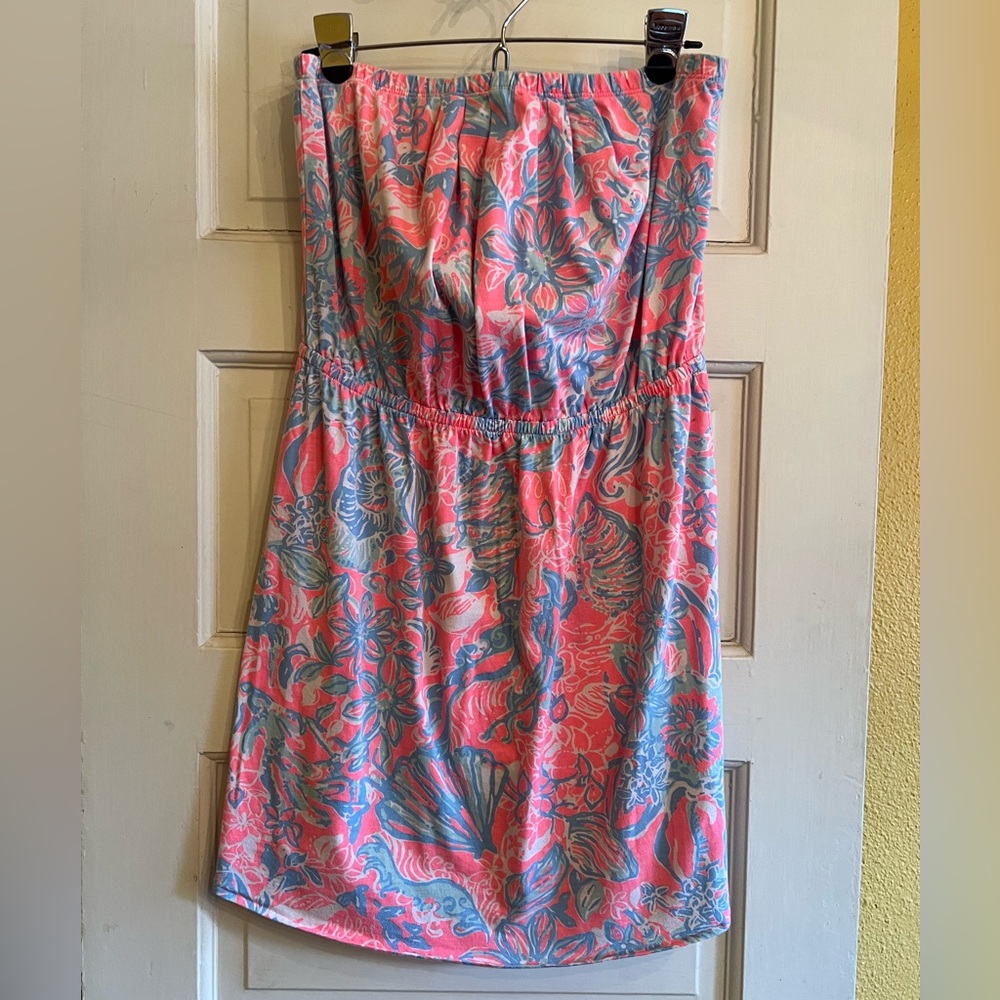 Lilly Pulitzer Strapless Dress - Pink and Blue Floral